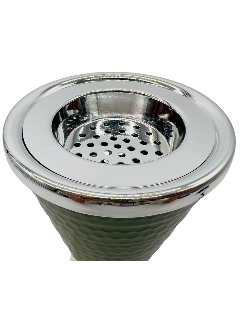 AKDC Metal Incense Burner 11cm*21.5cm, Ivory/Green - Image 2